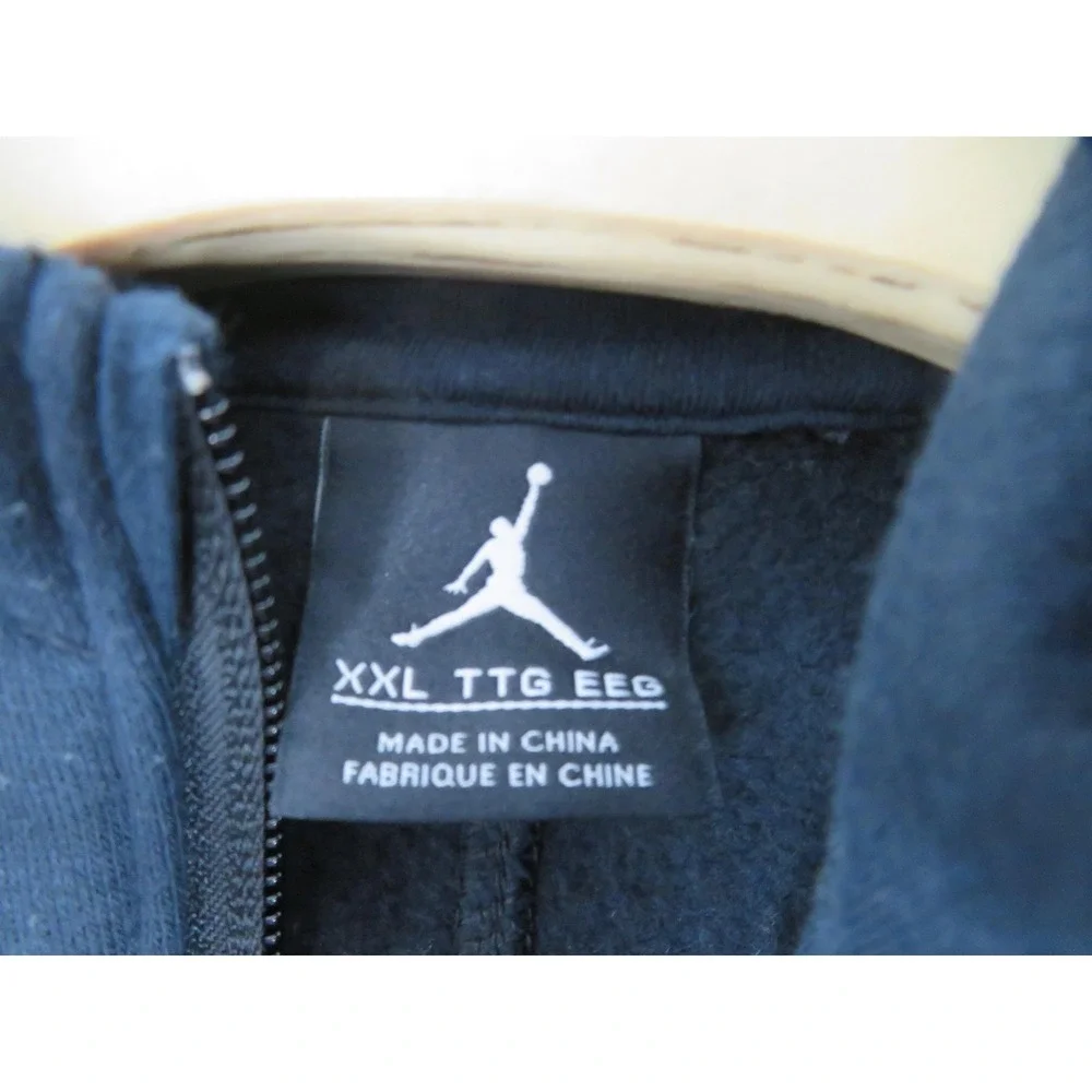 Jordan Hoodie Mens 2XL Black Full Zip Fleece Sweatshirt Jumpman Graphic Sleeve